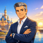 Animated-style illustration of a next-generation entertainment CEO standing confidently against a bright, dynamic background, symbolizing experience-driven leadership and customer-centric strategy
