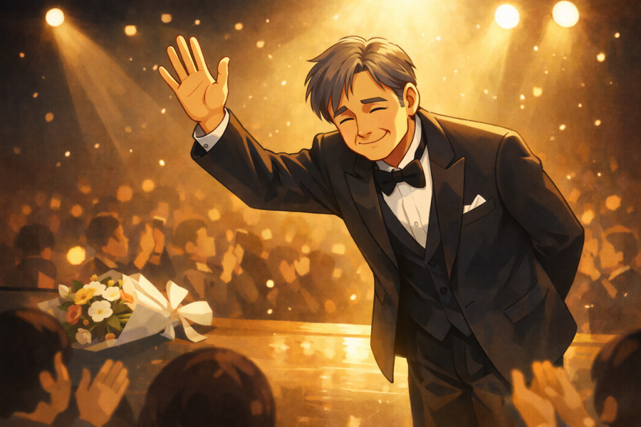 Anime-style tribute illustration honoring Ahn Sung-ki, the legendary South Korean actor remembered for his lifelong contribution to cinema.